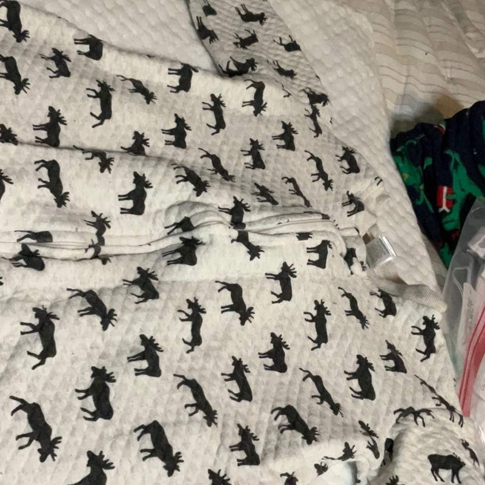 Kids Moose Print Pajama Set - Black and White